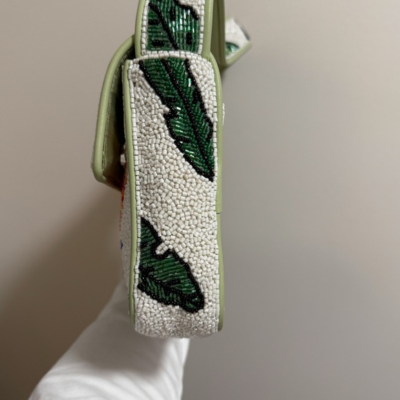 STAUD Tommy beaded bag tropical birds of paradise resort vacation palm floral - Picture 6 of 12